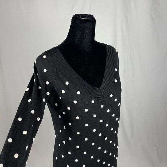 Samuel Dong Silk Polka Dot V-Neck Knit Sweater - Women’s L - Picture 5 of 8